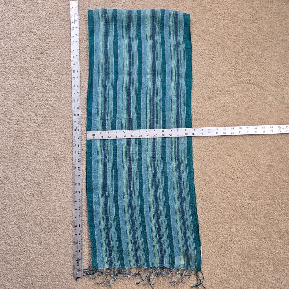 NWT Eddie Bauer 100% Linen Scarf Blue Green - Picture 8 of 8